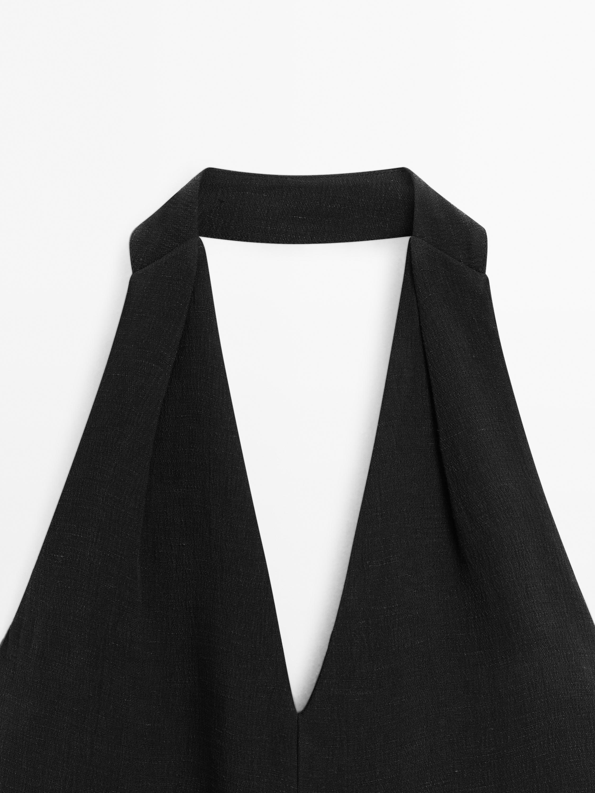 Halter midi dress with low-cut back